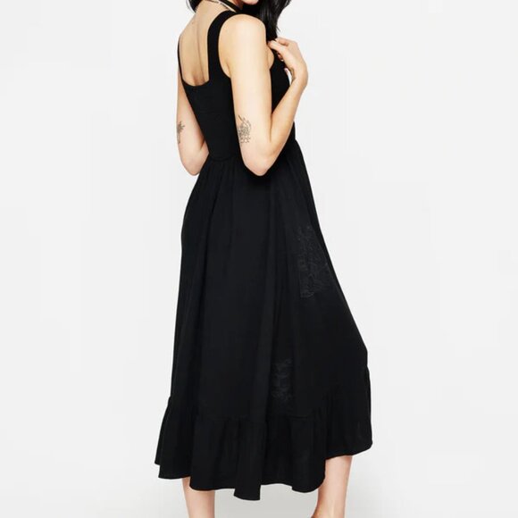 Disturbia Mandrake Linen-Blend Embroidered Midi Dress US Size Large - Picture 7 of 8